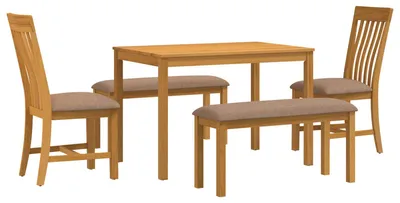 Image de Ensemble de chaises, 5 pièces, bois massif en chêne, couleur gris