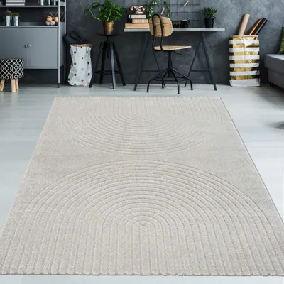 Produktbild von Wohnzimmer Schlafzimmer Teppich elegant einfachem Bogenmuster Grau Größe - 200 x 280 cm