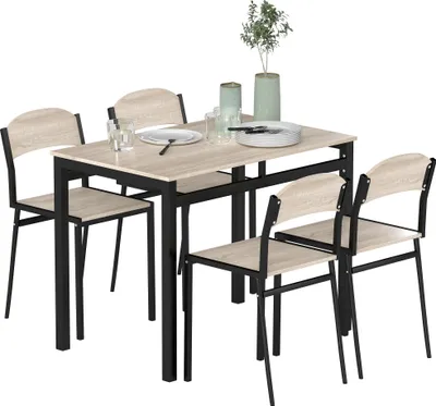 Obrázok produktu pre HOMCOM Jedálenský set, 5-dielny, jedálenský stôl 100 x 63 cm so 4 stoličkami do jedálne, kuchyne
