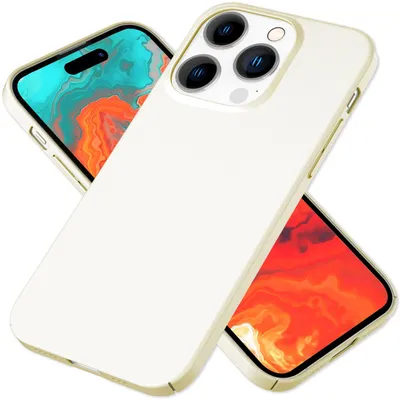 Immagine prodotto di Custodia sottile da 0,5 mm per iPhone 15 Pro Custodia rigida Ultra Slim per telefoni cellulari Crema Beige