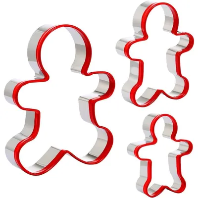 Image de Emporte-pièces Lebkuchenmann, 3 pièces, en acier inoxydable, pour Noël, 3 tailles, pour biscuits et gâteaux