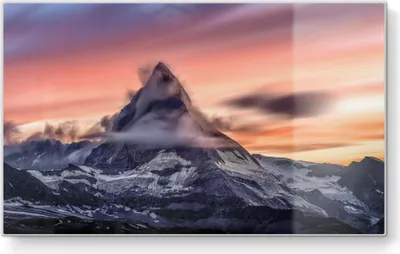Produktbild von DEQORI Frühstücksbrett Glas 23x14 cm 'Sonnenaufgang Matterhorn' Schneidebrett Platte