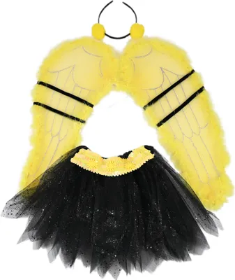Produktbild von Bienen Kostüm Set Kinder - Süße Biene Verkleidung Fasching Karneval Rock & Haarreif