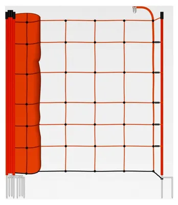 Produktbild von Elektronetz 50m 2 Spitzen 90cm 13 Pfähle Orange Schafzaun Elektrozaun Weidezaun