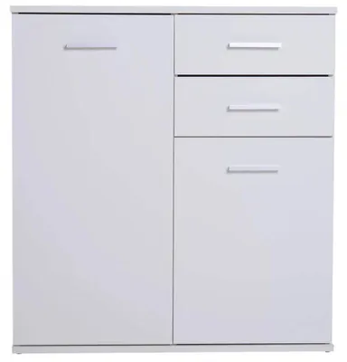 Kommode 71x35x76 cm, weiß, 2 Schubladen, 2 Türen, 2 Einlegeböden