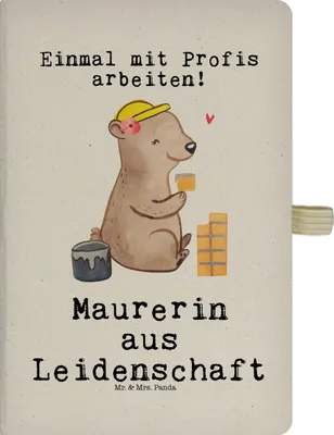 Produktbild von Mr. & Mrs. Panda notizbuch Maurerin Leidenschaft - Transparent - Geschenk, Lustig, kariert, Tagebuch, Journal, Gesellenprüfung, Jubiläum, Spruch, Adressbuch, Kladde