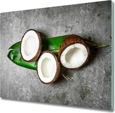 Produktbild von Glas Herdabdeckplatte 60x52 cm Spritzschutz Glasabdeckplatte Schneidebrett Kokoshälfte