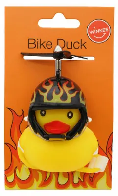 Immagine prodotto di Winkee - Fiamme di anatra cigolanti per bicicletta con casco | Il simpatico clacson per bicicletta con casco ed elica