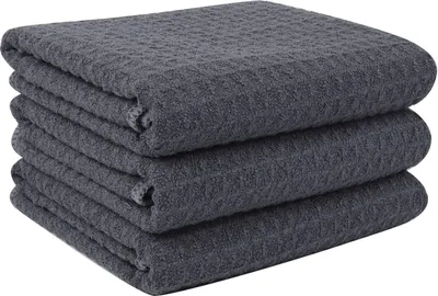 Produktbild von Mikrofaser Geschirrtücher Waffelgewebe 3er Set Grau 40x56cm