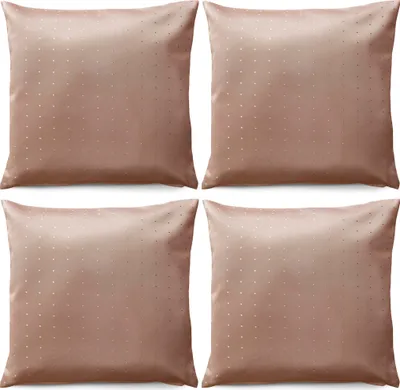 Imagen del producto de Juego de 4 fundas de cojín de 40x40 cm, color marrón claro, con cremallera, para decoración