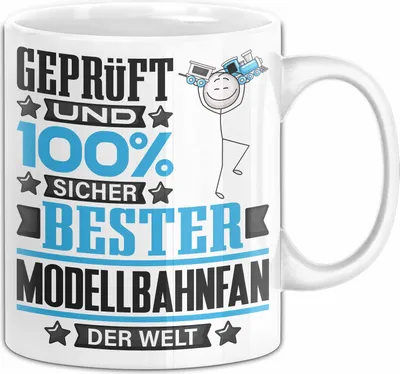 Produktbild von Modellbahnfan Geschenk Lustiger Spruch für Modellbahnfan Geschenkidee Bester Modellbahnfan Der Welt (Weiß)
