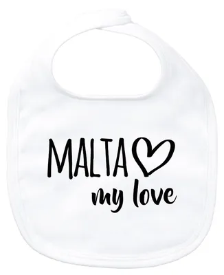 Produktbild von Huuraa Baby Lätzchen Malta my love White Klettverschluss  Baumwolle Latz Geschenkidee