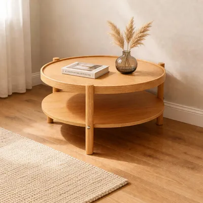Image de Crova - Table basse, 80x80x48h cm Chêne brun, un Compartiment