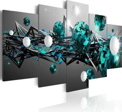 Produktbild von Leinwandbilder geometrische Muster 200x100 cm Vlies Leinwandbild 5 tlg Kunstdruck modern Wandbilder XXL Wanddekoration Design Wand Bild - Formen Abstrakt bunt Glanz a-A-0163-b-o