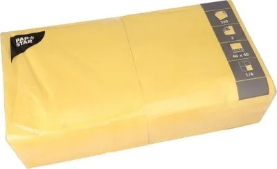 Zdjęcie produktu dla 1000 serwetek Papstar, 3-warstwowe, 1/4 składane 40 cm x 40 cm żółte 82569