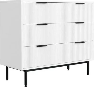 Zdjęcie produktu dla Home Deluxe Komoda NYLA - 90 x 80 I Kredens, szafa, szafka z szufladami, meble z szufladami, Nowoczesny, Elegancki, Żłobkowany wygląd frontów, Elegancka opcja przechowywania, Łatwa w pielęgnacji powierzchnia