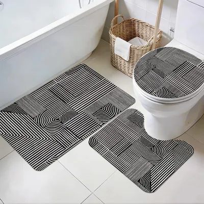 Immagine prodotto di Set di tre tappetini da bagno con fondo antiscivolo e lavabili