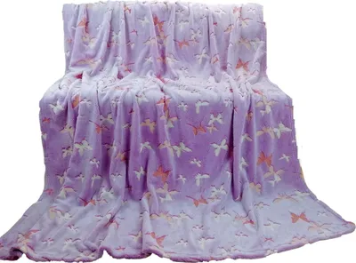 Produktbild von Decke mit leuchtenden Farben 150x200 Rosa Schmetterlinge