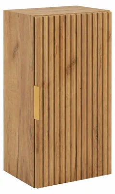 Produktbild von Badezimmer-Hängeschrank Halbhochschrank, Eiche Craft Gold, Griffe Gold, KI-generiertes Bild