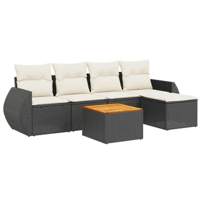Produktbild von vidaXL 6-tlg. Garten-Sofagarnitur mit Kissen Schwarz Poly Rattan