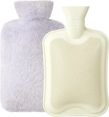 Imagen del producto de Bolsa de agua caliente con funda suave, 2 litros, de caucho natural, para niños y adultos