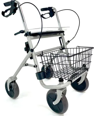 Produktbild von Trendmobil Rollator Silber mit Feststellbremse inkl. Korb, Gehstockhalterung und Tablett