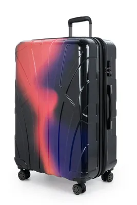 Produktbild von Suitline - Hartschalenkoffer XL mit Dehnfalte Hartschale Hochglanz Farbverlauf, großer Reisekoffer Aufgabegepäck Packvolumen max.110 L, 4 Rollen, TSA, Glossy ,Neon Red