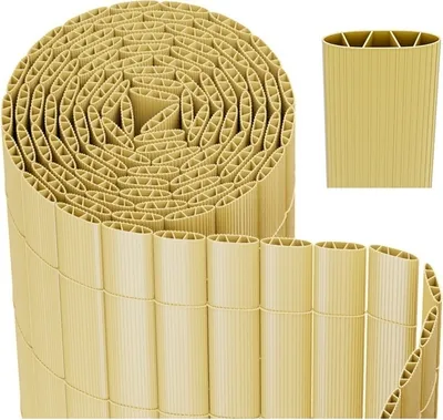 Produktbild von Clanmacy Sichtschutzmatte PVC Sichtschutzzaun Bambus Windschutz fur Garten Balkon und Terrasse 80x500cm Stabile W-Form