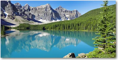 Produktbild von Tulup® Glas-Bild - 100x50 -Wandkunst - Wandbild hinter gehärtetem Sicherheitsglas  - Landschaften - See in den Bergen - Grün