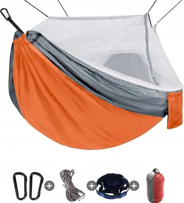 Zdjęcie produktu dla HAMAK Kempingowy 250kg OGRODOWY z MOSKITIERĄ Dwuoosobowy 260x140cm ODPORNY