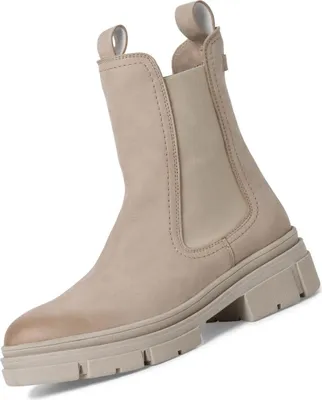Produktbild von Tamaris Damen Chelsea Boots/ Stiefeletten Hell-Taupe Rauleder-Textil-Mix Größe: 38
