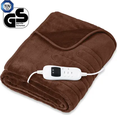 Produktbild von sinnlein® Heizdecke aus Plüsch 180 x 130 cm Braun SÜD  | elektrische Wärmedecke mit Abschaltautomatik | Kuscheldecke | Timerfunktion | 9 Temperaturstufen | waschbar bis 40°C | Digitalanzeige