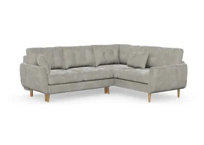 Produktbild von Harris Ecksofa mit Schlaffunktion, Massivholzkonstruktion, skandinavischer Stil, hohe Eichenbeine, gewachst, Chenille-Stoff Boston Light Grey