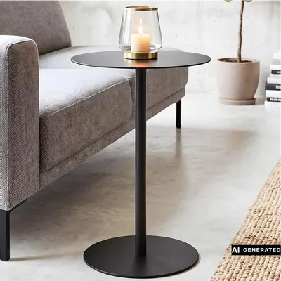Produktbild von Beistelltisch "Modern Black" aus Metall, schwarz, Ø 35 x 53 cm hoch Couchtisch, Metalltisch rund, Sofatisch