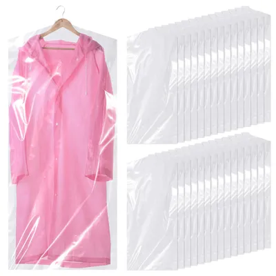 Produktbild von 30 Stück transparente Kleidersäcke aus Kunststoff, 60×140 cm, waschbare Kleidersäcke, staubdichte Kleiderschutzhüllen, hängende Kleidersäcke für Anzüge und Kleidung (transparent)