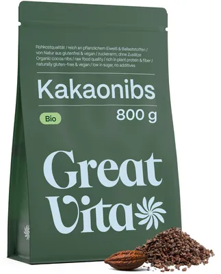Produktbild von GreatVita Kakaonibs 800g | Naturprodukt ohne Zusätze aus Peru, ideal als Topping