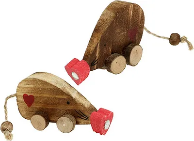 Produktbild von Mäusepaar aus Holz mit Magneten Dekofiguren Natur 4er Set, 4 Stück