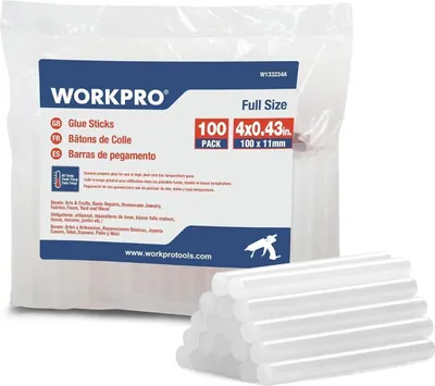 Image de WORKPRO Bâtons de colle 100x11mm transparents universels pour pistolet à colle 100 pièces