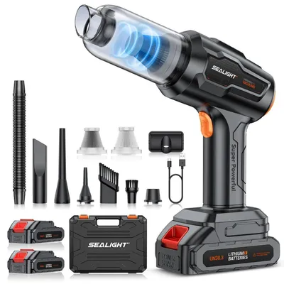 Immagine prodotto di Aspirapolvere portatile da 35000 Pa con 2 batterie, motore brushless e 9 funzioni multifunzione