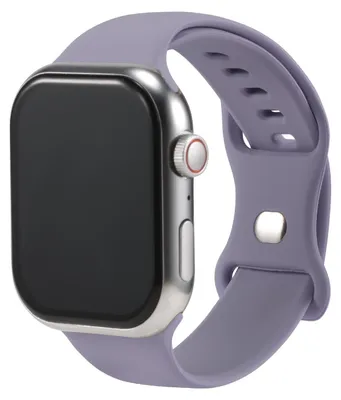 Immagine prodotto di Cinturino di ricambio in silicone per Apple Watch 1, 2, 3, 4, 5, 6, 7, 8, 9, 10, 11, SE 1, 2, 3 da 38/40/41/42 mm. Cinturino sportivo morbido grigio lavanda. Cinturino regolabile per smartwatch, taglia L
