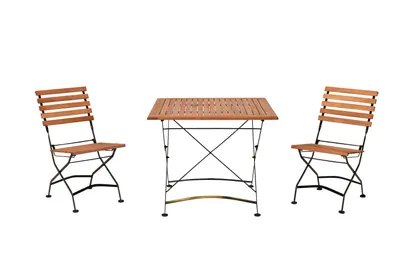 Produktbild von Merxx Gartenmöbelset "Schlossgarten" 3tlg., 2 Klappstühle, Klapptisch 90 x 90 cm - Flachstahl mit Eukalyptus