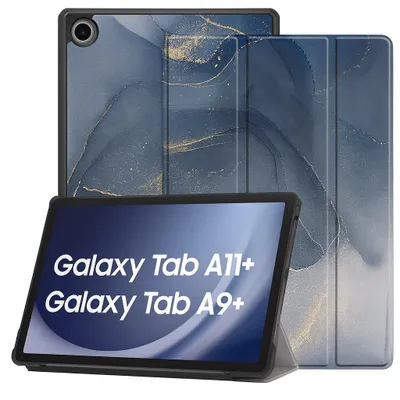 Produktbild von Schutzhülle für Samsung Galaxy Tab A9+ A11+ 11" Hülle SM-X210 X216 X218 X230 X236B (2025/2023) Tasche Smart Cover Magnetisch - Dunkelblau Marmoriert