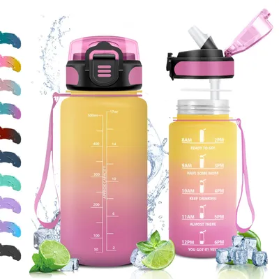 Imagen del producto de Botella deportiva con pajita, de 0,5 litros, libre de BPA, ideal para la escuela y actividades al aire libre
