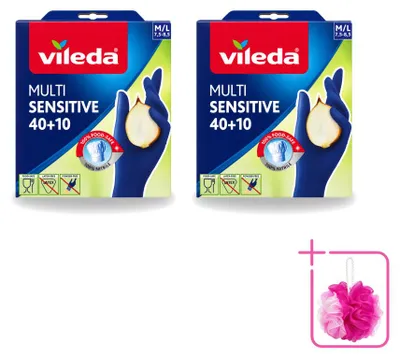Produktbild von 2 x Vileda Multi Sensitive Nitrilhandschuhe - Größe M/L - Sparpackung - 2 Stücke