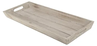 Produktbild von Rechteckiges Holztablett/Kerzenstander - braun - 48 x 20 cm