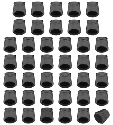 Produktbild von Stuhlbeinkappen rund 40mm für 30-34mm schwarz aus TPE mit Filz 40 Stück
