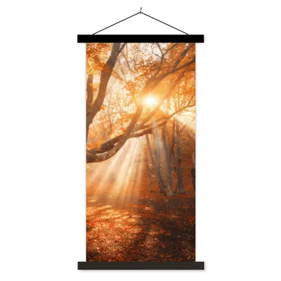 Produktbild von MuchoWow® Textilposter Baum - Natur - Herbst 90x180 cm mit schwarzem Rahmen - Dekoration Wohnzimmer
