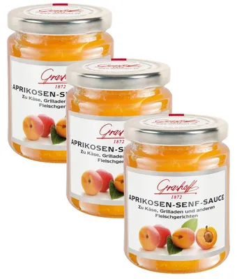 Zdjęcie produktu dla Grashoff morelowy sos musztardowy do dań mięsnych 200ml opakowanie 3 szt