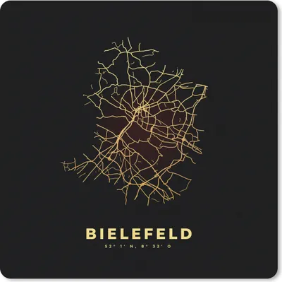 Produktbild von MuchoWow® Mauspad Mousepad Bielefeld - Gold - Karte - Stadtplan 30x30 cm - Mousepads - Maus Mat - Pad - Mausunterlage - Gaming