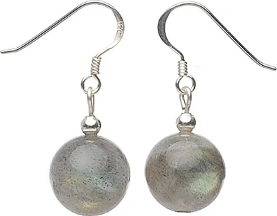 Produktbild von Ohrringe Ohrhänger aus echtem Labradorit & 925 Silber grau mit blau-grün Damen